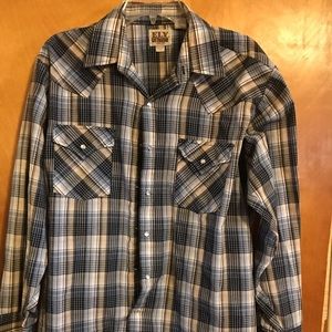 Ely Cattleman Pearl Snap Button Up Large